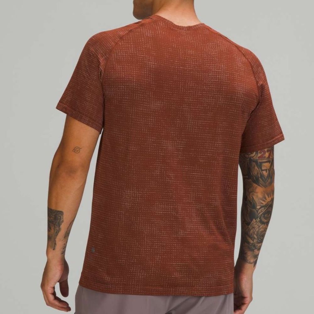 Lululemon Metal Vent Tech T-Shirt 2.0 Disrupted Grid Delicate Mint / Date Brown - Picture 3 of 7